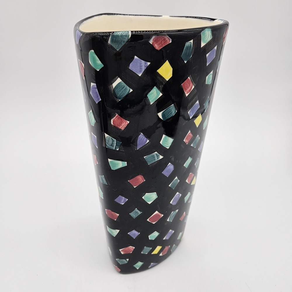 Goehring Signed Geometric Confetti  Vase Ltd Edition Marked 10/90